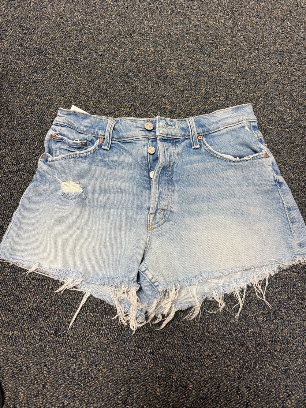 MOTHER Light Blue Distressed Frayed Hem Denim Shorts size 27